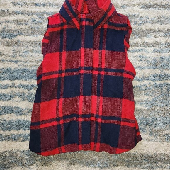 Favlux Plaid Hoodie Short Crop Zip Up Vest Women’s - Red/Navy || Med EUC - Picture 4 of 10